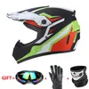 Casques de moto Casque vert Casco Moto Off Road ATV Dirt Bike Descente DH Capacete Lunettes Motocross