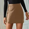 Benuynffy Black PU кожаные женские юбки осень зима сексуальная высокая улица bodycon mini юбка женщина высокая талия юбка 210730