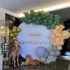 155 sztuk Kawa Balloon Arch Kit Garland Chrome Gold Sage Green Globos Safari Baby Shower Kids Wild One 1st Urodziny Dostawa 210719