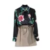 Printemps automne femmes chemise à manches longues Rose fleur chemise nouvelle mode tout-match imprimé hauts Blouse femmes GD587 210323