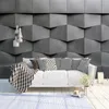 壁紙注文PO 3D立体鏡灰色の黒幾何学模様モダンなインテリアデザインの大きな壁画の壁紙リビングルームの寝室