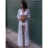 Long Crochet Beach Cover Up Robe de Plage Swimsuit SaidA Praia Longa Mulheres Banhos Túnica de Cobertura para 210722