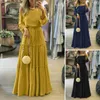 Fashion Off Shoulder Vestidos Female Lace Up Belted Dresses Beach Holiday Ruffle Robe Womens Bohemian Long Maxi Dress 5XL Casual
