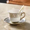 Cups Saucers Drop Europe Royal Coffee Cupsaucer Set Rose Lepel Gloden Luxe Keramische Melk Mok Top-Grade Porselein Tea Cup Drinkware