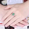 Cluster Rings JoyceJelly Silver Ring For Women Gold Color Emerald Square Gemstone Engagement Banquet Simple Fashion Jewelry Wholesale