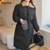 Chaqueta de invierno con bolsillos dobles para mujer, Parkas de cintura delgada con cordón, abrigo de algodón con cuello vuelto que combina con todo Vintage 210422