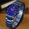 Wwoor heren horloges quartz analoge automatische datum japan beweging waterdicht blauw roestvrij staal Romeinse man polshorloge reloj hombre 210527