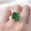 Luomansi 100% 925 Sterling Silver Fashion 10 * 14 Emerald Square Diamond Ring Sparkling Wedding Party Femme Bijoux 211217