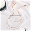 Hangers sieraden15pcs/lot Europe mode parel kralen mti dames legering sleutelbeen ketting drie lagen trend hanger kettingen sieraden drop deli