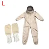養蜂のための保護服プロフェッショナル換気フルボディビーは、革の手袋でスーツを保っていますコーヒーカラー質の色合い