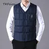 Men's Vests Mens Winter Vest Jacket Coats Warm Duck Down Filler 2021 Spring Autumn Arrived Male Slim Casual Waistcoat Blue Armygreen 5XL