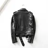 Streetwear Faux Leather Jacket Women Black Biker Moto Short Coat Ladies Spring Autumn Zipper with Belt Jackets 210525