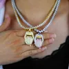 Collana per labbra in dollari hip hop gocciolamento gioielli ghiacciati bling cz cubico zirconi a pendente catena di tennis shoollowen regalo4620925