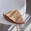 Sommar barn halm hatt sommar solid färg mode pojkar och tjejer reser sol hatt retro mönstrade solskyddsmedel pott hattar 211023