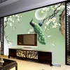 Benutzerdefinierte Wandtapete Chinesischen Stil Handbemalte Magnolie Grün Pfau Blumen Vögel Po Wandpapier Wohnzimmer TV 3D Fresco303l