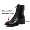 Short Boots Women Shoes Real Leather Block Heels Ladies Round Toe Lace Up Zip Mid Heel Ankle Autumn Winter 210517