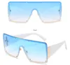 Wholesale Vintage One Piece Wide Leg Sunglasses For Women Fashion Square Oversized Rivet Sun Glasses Men Gradient Clear Shad