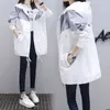 Kobiety Long Trench Coats Wiosna Jesień Z Kapturem Plus Size Znosić Odzież Kobiet Kobieta Moda Patchwork Kolor Płaszcz 210525