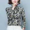 Camicie donna primavera Chiffon nero bianco Striped Stand OL donna manica lunga vintage plus size 4XL top 8324 50 210427