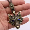 Pendant Necklaces Blue Crystal Eyes Wolf Amulet Talisman Jewelry Viking Necklace Vintage Mens Jewellery Dropship SuppliersPendant7879701