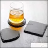 Other Aessories Kitchen, Dining Bar Home & Gardennatural Slate Coaster Table Decoration Whiskey Themed Wine Cup Holder Coasters Insation Tea