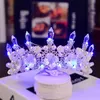 New Various Luminous Tiaras Crowns for Bride Blue Light LED Crown for Women Party Wedding Headpiece Hair Ornaments Crystal Tiara H0827