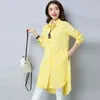 Plus Size Kimono Camicetta Tunica Nuovo 3d stampato Blusas Femininas Primavera Autunno Camicia a maniche lunghe in cotone e lino Top Mujer 210323