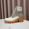 Botas de salto alto outono inverno salto grosso designer mulheres sapatos de couro macio deserto bota de couro real carta rendas até moda senhora saltos