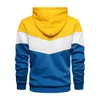 Mäns Patchwork Hooded Sweatshirt Hoodies Kläder Casual Loose Fleece Varm Streetwear Man Mode Höst Vinter Outwear 210728