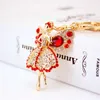 Fashion Dancing Ballet Girl Keychain Ballerina Pendant Kvinnor Smycken Rhinestone Keyring G1019