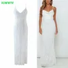 Femmes Hobe White Lace Sirène Maxi Robe femme Strap Backless Prom Prom Party Party Medies Summer Elegant Robes 210430