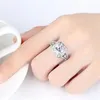 Wedding Rings Dodo Big Square Zircon Hip Hop Punk Women Men Smycken Vit Guldfärg Bague Bijoux Femme Crystal Anel för R448