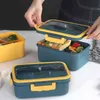 Bento Box Estilo Japonês para Crianças Estudante Recipiente De Alimentos Material De Palha De Trigo Almoço quadrado à prova de vazamento com compartimento 211104