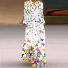 Casual Kleider 40 # Plus Größe Vintage Gedruckt Lange Kleid Frauen Boho V-ausschnitt Ärmel Tasche Maxi Elegante Party Robe Femme