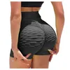 Fitness Yoga Short Pants for Women High Waist Buttock Push Up Hip Jacquard Bubble Fold Gym Sport Shorts Female