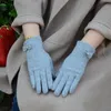 Cinq doigts gants femmes hiver garder au chaud écran tactile arc simple style féminin élégant cachemire épaissir plus velours coupe-vent