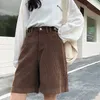 Autumn Winter Knee Lenght Shorts Women High Waist Female Loose Thick Warm Boots Shorts Wide Leg A-line Shorts Street Clothing 210625
