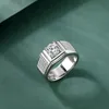 S Europese en Amerikaanse 925 Sterling Zilver Geplatineerd Dominante Diamanten Ring Mode Zakelijke Mannelijke Sieraden Gift2500905