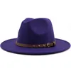 Geniş Brim Şapka Kadın Erkek Yün Keçeli Jazz Fedora Panama Tarzı Kovboy Trilby Parti Örgün Elbise Şapka Büyük Boy Sarı Beyaz A7