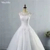 Zj9036 2021Tulle spets vit elfenben formell o nacke brud klänning klänningar bröllop prom klänning plus storlek 2-28w