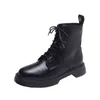 Botas femmes moto bottines compensées femme à lacets plates-formes automne hiver en cuir Oxford chaussures femme talons hauts Y1105