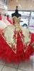 2022 Modeste Asymétrique Jupe Quinceanera Robes Robe De Bal Or Perlé Floral Applique Parti Mexicain De Bal Doux 15 Filles Robe