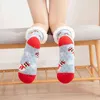 Höst Vinter Kvinnor Tofflor Hem Strumpor Jul Tecknad Elk Golv Strumpor Plush Velvet Non-Slip Carpet Fluffy Warm Socks Y1119