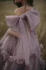 Casual jurken stoffige roze zwangerschapsjurken gewaden voor po shoot of baby shower ruche tuLle chic vrouwen nachthemd pography gewaad