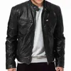 Herbst Herren Lederjacke Schwarz Braun Herren Stehkragen Mäntel Biker Motorrad 211217