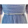 Мода элегантная роскошная точечная сетка плиссированные платья халат высококлассные дамы алмаз талии летнее платье Vestidos 210520