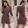 Весна старинные красные клетки элегантные платья для женщин повседневные о-шеи A-Line Mini мода Slim Fit Streetwear Vestidos Cortos 210604