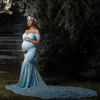 Maxi Maternity Gown Pregnancy Dress Photography Props Maternity Dresses for Photo Shoot Sexy Off Shoulder Pregnant Woman Clothes Q0713