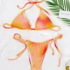 Fashion Women Sexy Bikini Summer Gradient Color Bandage Backless Swimsuit Lady Outdoors Beach Vacation Bathing Suit