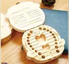 2020 Boîte à dents en gros pour bébé Enregistrer les dents de lait Garçons / Filles Image Boîtes de rangement en bois Cadeau créatif pour enfants Kit de voyage C1892 126 Z2